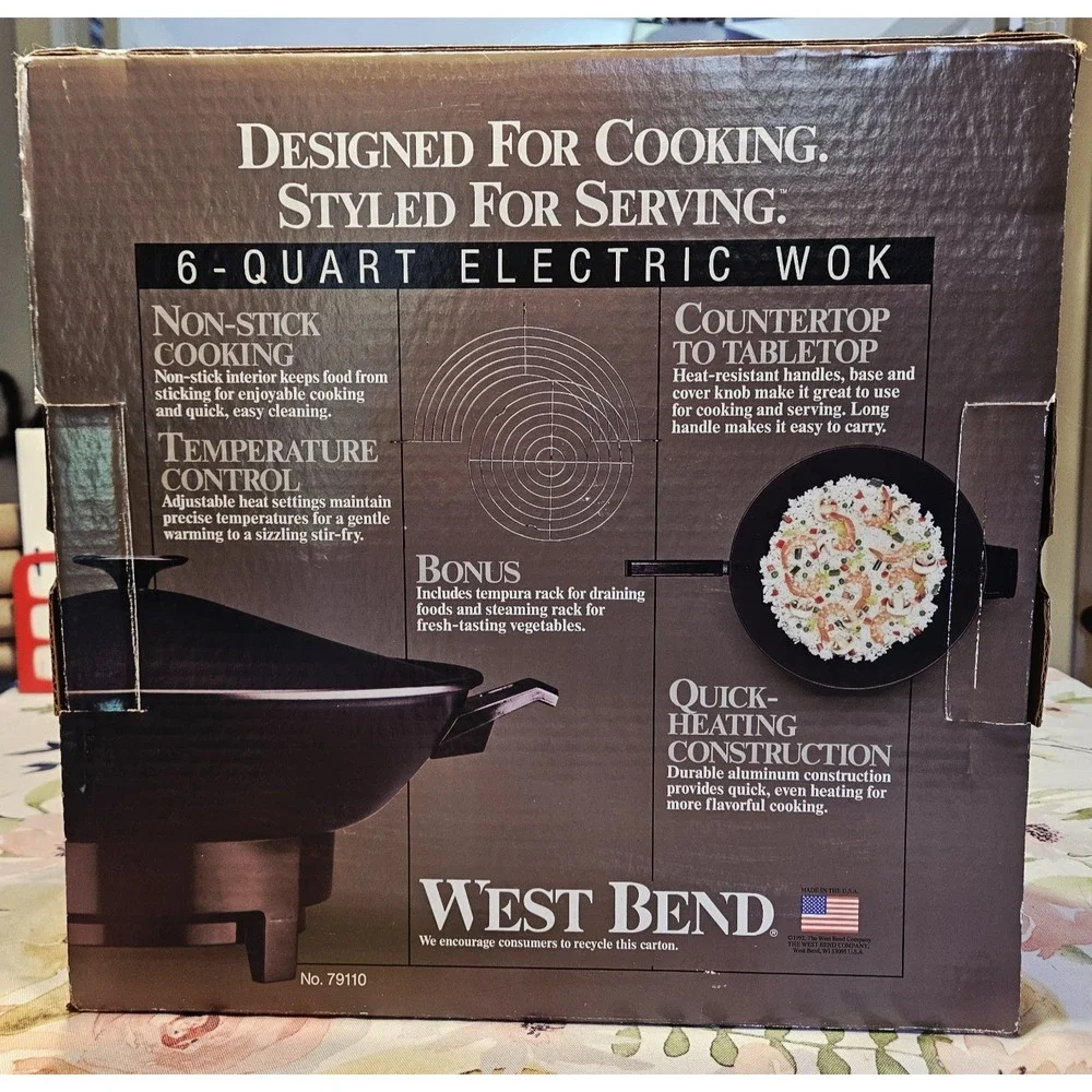 West Bend Electric Wok 6‎ Qt Tempura/Steaming Rack Model 79110 USA Vintage 1992
